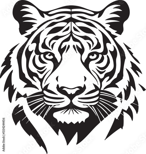closeup head tiger looking. vector