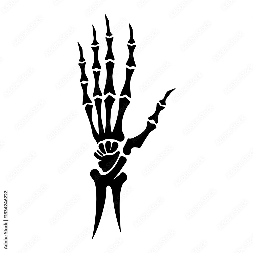 Fototapeta premium Elegant Professional Hand Palm Skeleton Logo Style Black and White Outline Line Art Drawing 