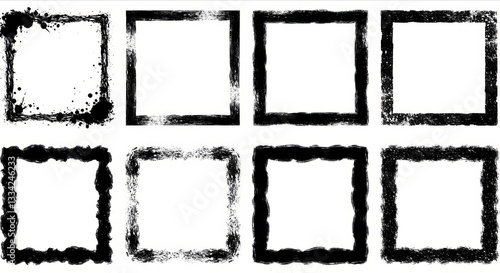 Grid of distressed black frame borders on white background.