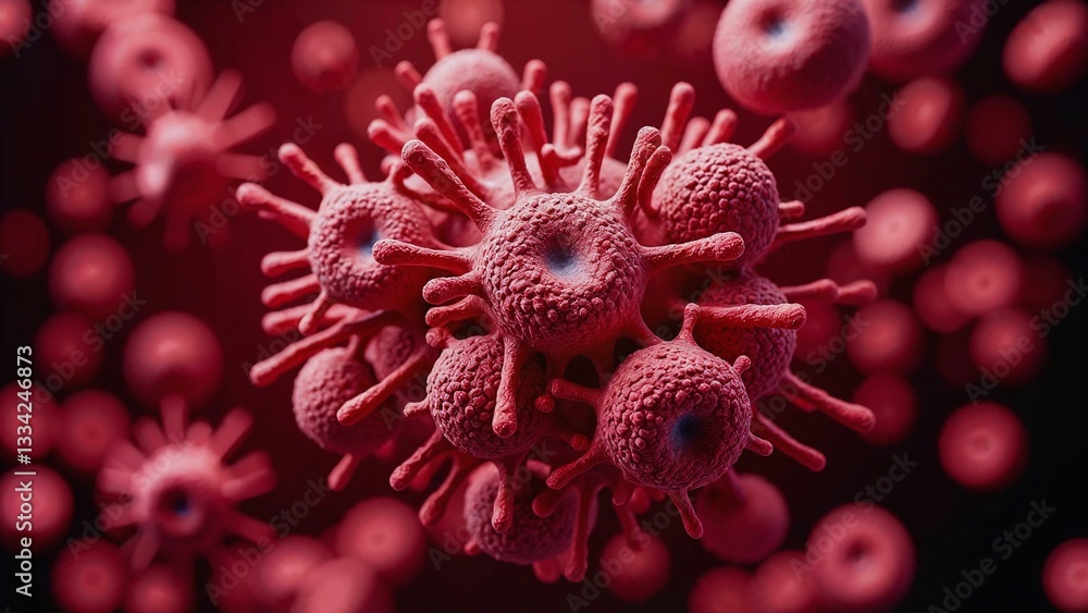 Conceptual representation of blood cells and disease symbolizing health challenges and advancements Conceptual representation of blood cells and disease symbolizing health challenges and advancements