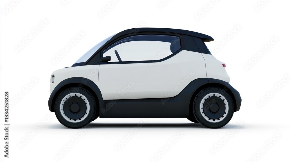 A compact electric vehicle placed on a clean white background with room for text or graphics. A compact electric vehicle placed on a clean white background with room for text or graphics.