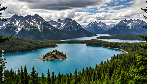 Le paysage majestueux des montagnes et du lac