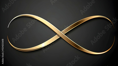 Golden infinity symbol on dark background, representing eternity, endless possibilities, and continuous growth.  Ideal for concepts of limitless potential or cyclical processes