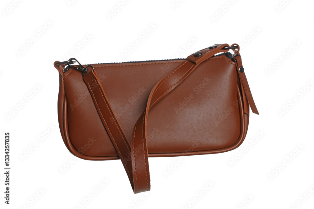 Stylish handbag in air isolated on white