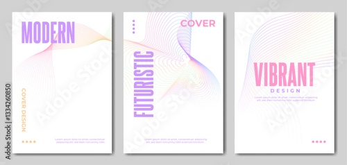 Abstract Gradient Line Poster Background Set.