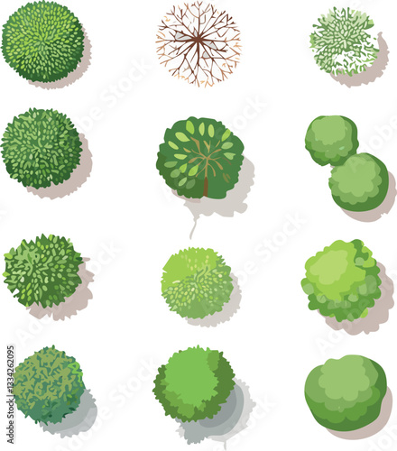 set of green trees