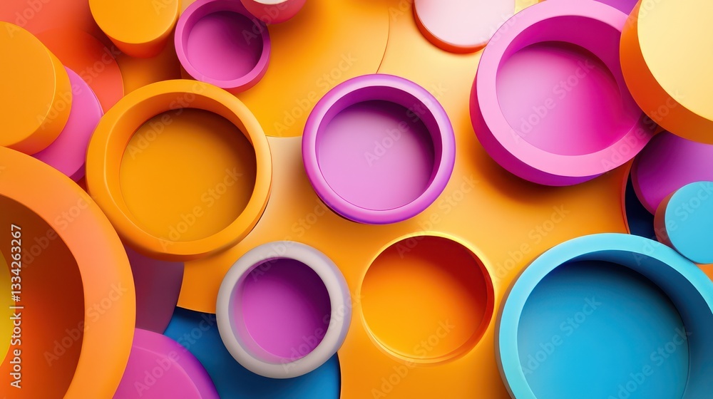 Colorful abstract 3D shapes with circular design elements and vibrant hues, creating a playful and energetic vibe. Colorful abstract 3D shapes with circular design elements and vibrant hues, creating a playful and energetic vibe.
