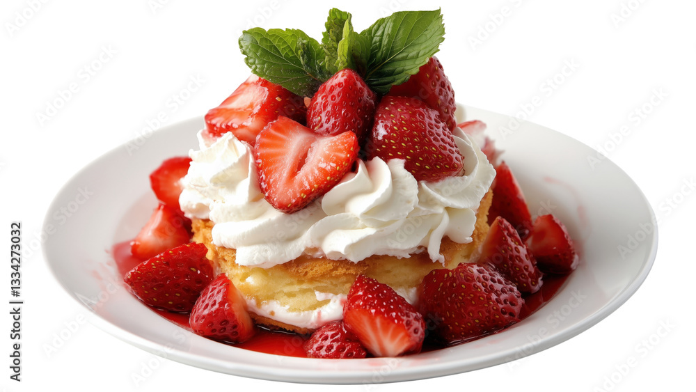 Strawberry shortcake with whipped cream and fresh strawberries Strawberry shortcake with whipped cream and fresh strawberries
