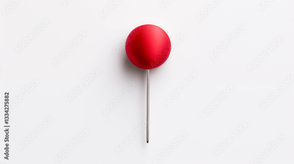 Red Round Push Pin on White Background Red Round Push Pin on White Background