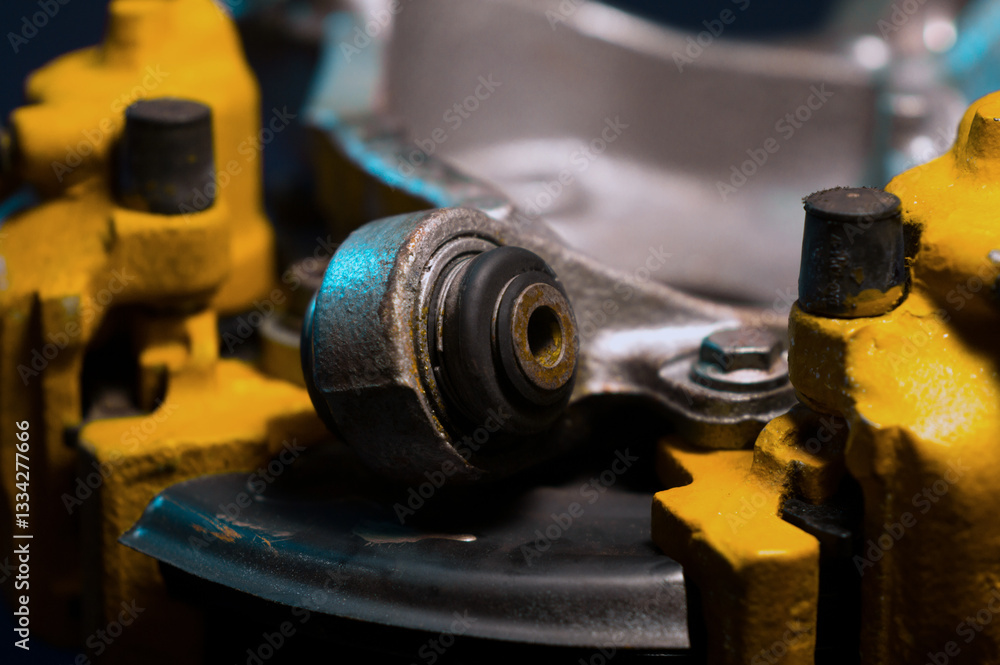 rear drift car with disc brakes with two yellow calipers for hydraulic handbrake rear drift car with disc brakes with two yellow calipers for hydraulic handbrake
