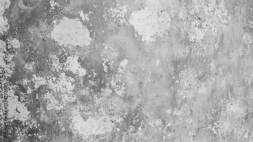 The texture reveals layers of peeling paint and imperfections on an aged wall, highlighting the natural wear and decay over time. Shades of gray create a monochromatic effect