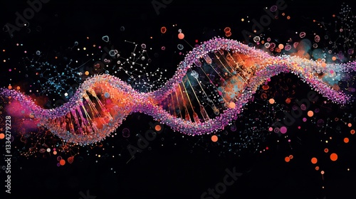 Abstract representation of DNA sequencing data genetic pattern biological analysis