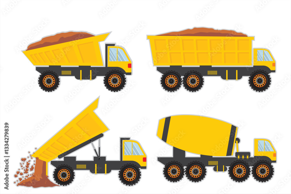 Naklejka premium Set Dump Truck Side View