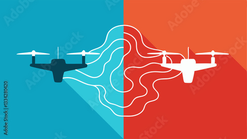 Field Workflow A splitscreen illustration showing a drone in flight on one side and the resulting topographic map on the other highlighting the mapping process.