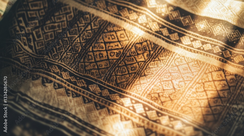 Obraz premium Intricate Textile Pattern with Warm Light and Shadow Play