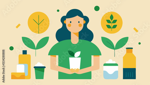 EcoFriendly Packaging A designer creating ecofriendly packaging solutions for plantbased food products surrounded by samples of biodegradable materials.