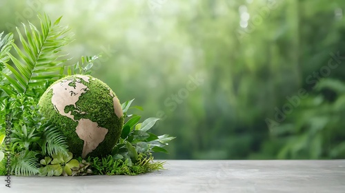 Fototapeta Naklejka Na Ścianę i Meble -  Sustainable action for a greener planet nature setting eco-friendly concept close-up view