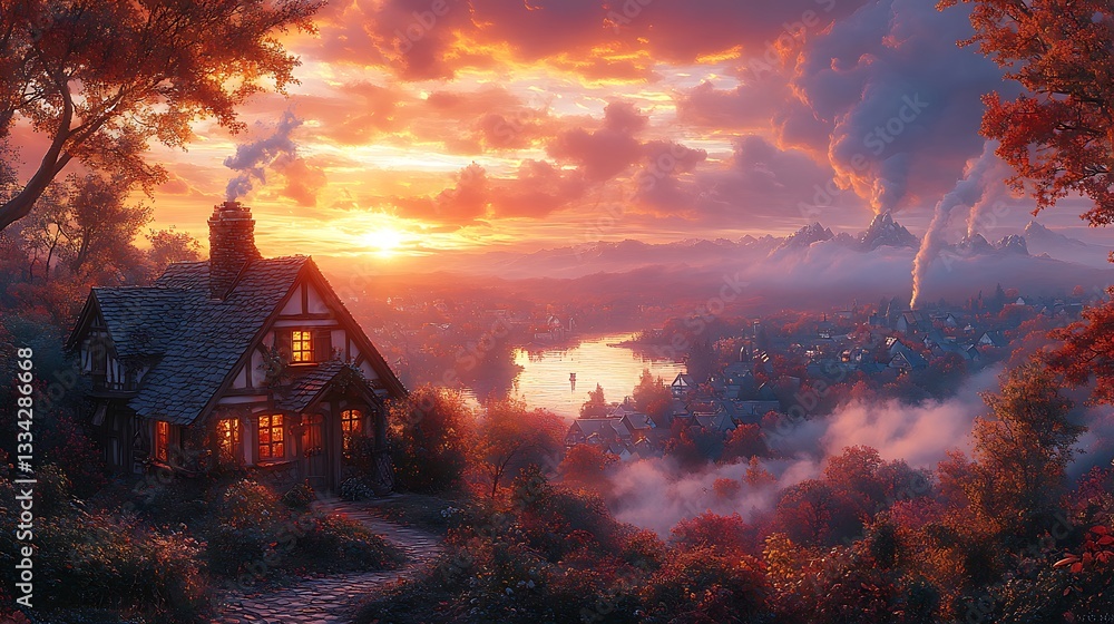 Dramatic clouds medieval city sunset high resolution hd photo Dramatic clouds medieval city sunset high resolution hd photo