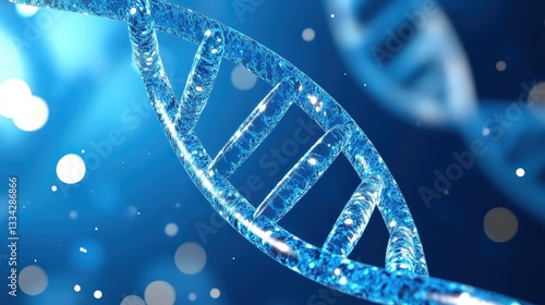 Wallpaper Mural A close-up view of a DNA double helix, shimmering in blue light, symbolizing genetics and molecular biology. Torontodigital.ca