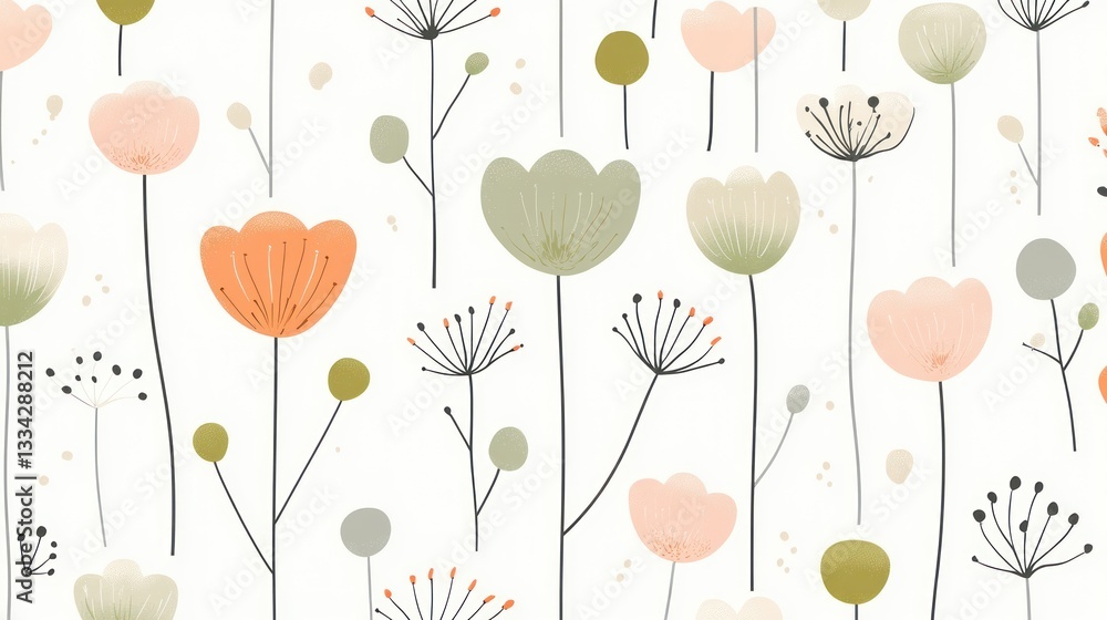 Fototapeta premium Delicate floral pattern on white background