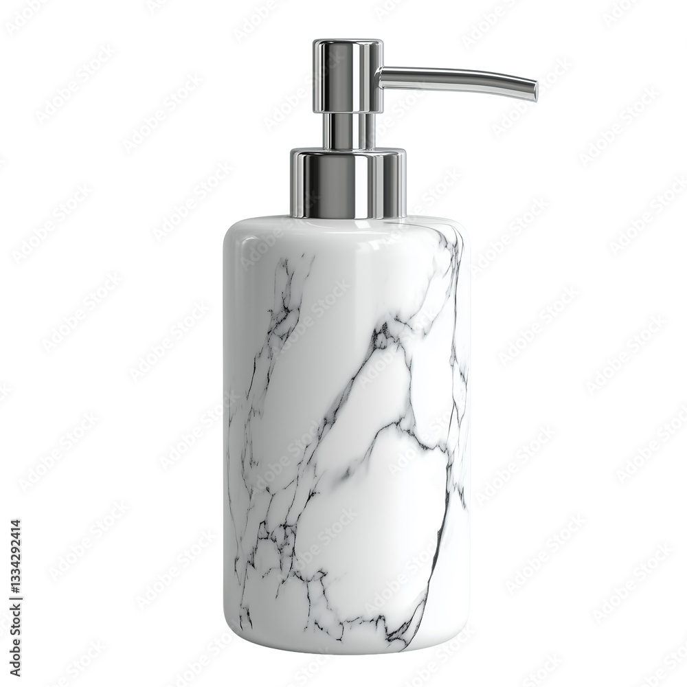 Obraz premium Ceramic soap dispenser with elegant marble finish for modern bathroom decor isolated on white or transparent background