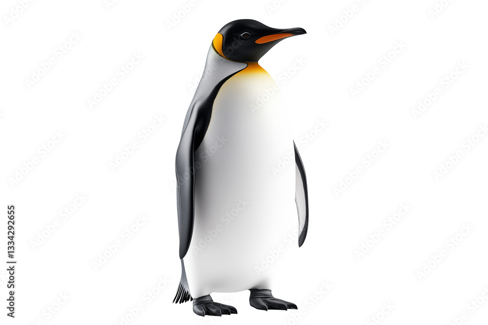 Obraz premium Emperor penguin stands gracefully isolated on white or transparent background