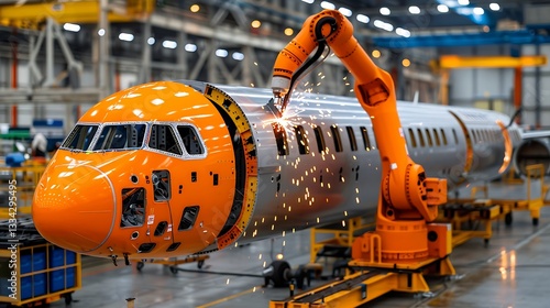 Automated aircraft manufacturing with robotic arm precision welding process