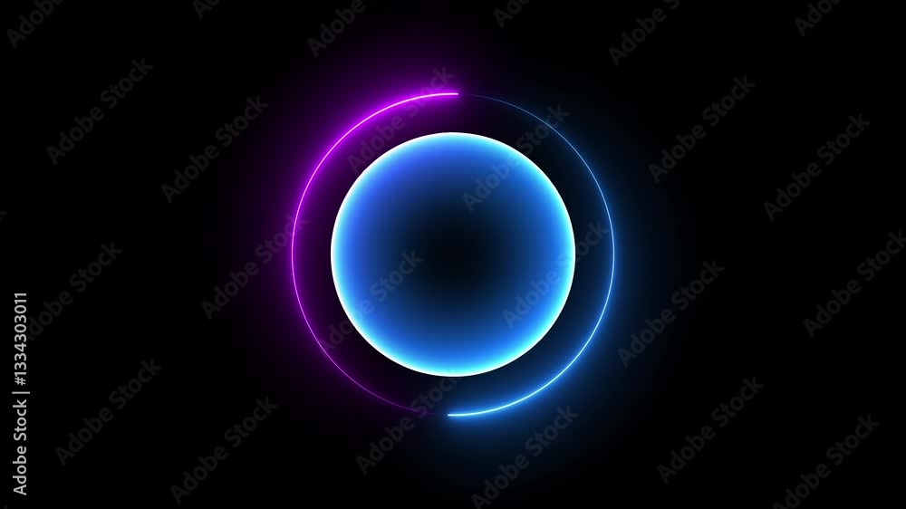 The ellipse icon features an elongated circular shape rotation with a neon line on a black background. The ellipse icon features an elongated circular shape rotation with a neon line on a black background.