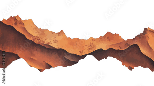 The image depicts an abstract representation of a mountain range or a series of dunes.  The color palette is predominantly warm oranges and browns, with variations in shading suggesting depth and