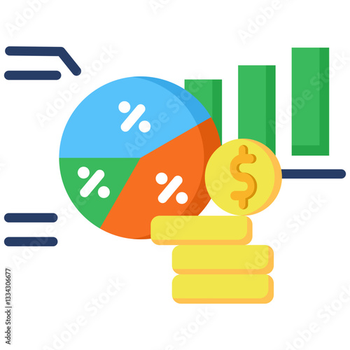 Investment icon in Flat Color Style. Simple Vector Design. Simple Vector Flat Icon