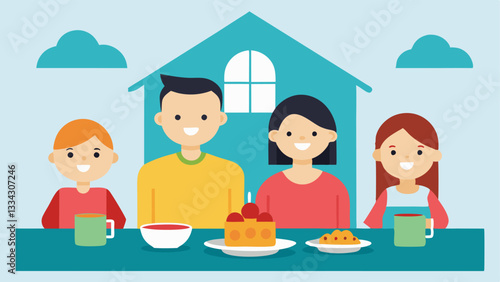 Family Dining on HomeCooked Meals A family happily eating a simple meal at home rather than dining out emphasizing the importance of saving on food expenses.