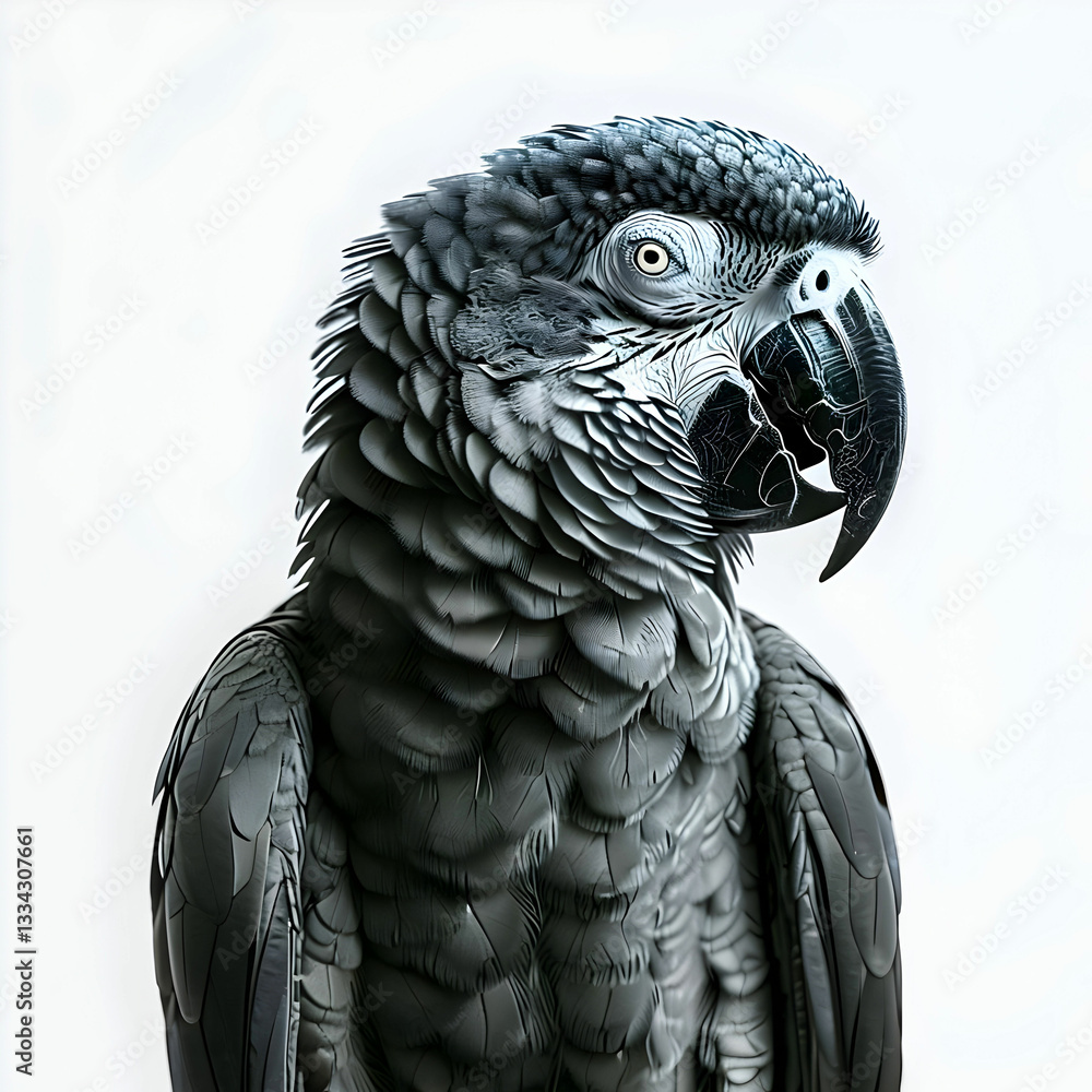 Obraz premium grey parrot on white background