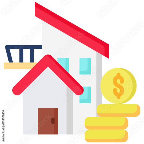 Home Value icon in Flat Color Style. Simple Vector Design. Simple Vector Flat Icon