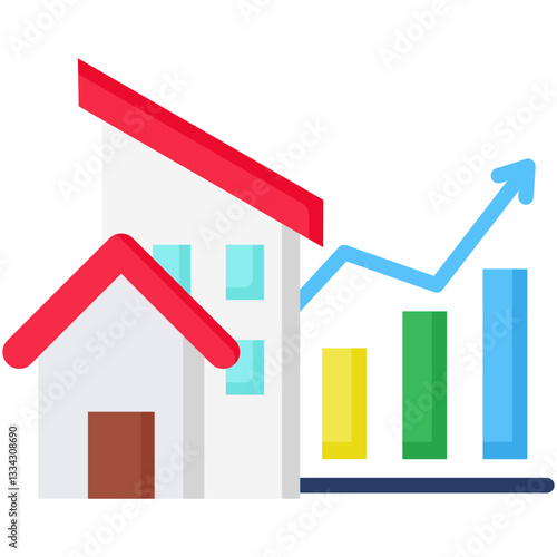 Real Estate Development icon in Flat Color Style. Simple Vector Design. Simple Vector Flat Icon