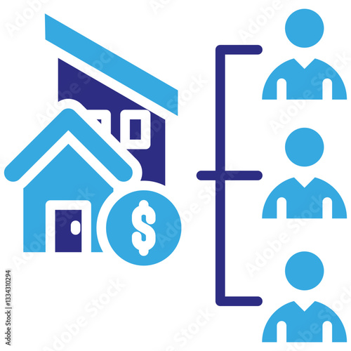 Real Estate Crowdfunding icon in Glyph Dual Color Style. Simple Vector Design. Simple Vector Glyph Icon