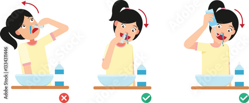 Right and Wrong ways of clean your nose vector illustration