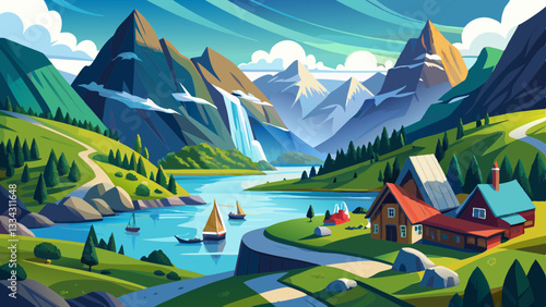 Norway mountains and fjord landscape