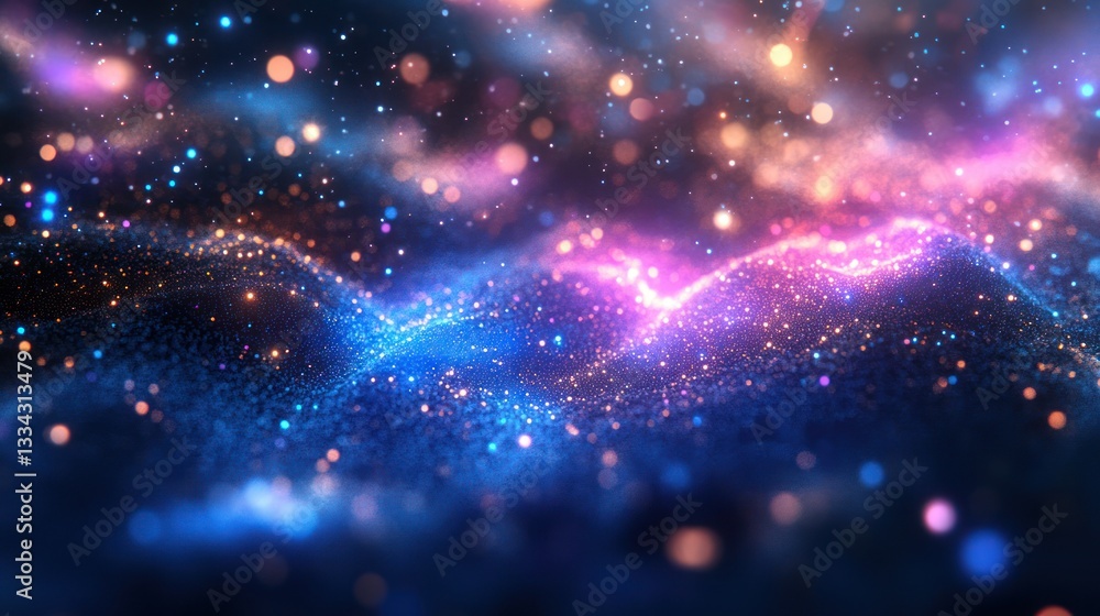 Abstract glowing particles, vibrant cosmic nebula. Abstract glowing particles, vibrant cosmic nebula.