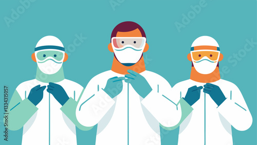 Safety Procedures Pathologists putting on face shields and masks as part of their safety protocols before starting the autopsy.