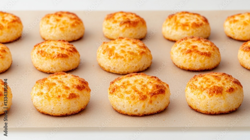 Freshly Baked Golden Cheese Breads on Baking Sheet Ready to Serve Freshly Baked Golden Cheese Breads on Baking Sheet Ready to Serve