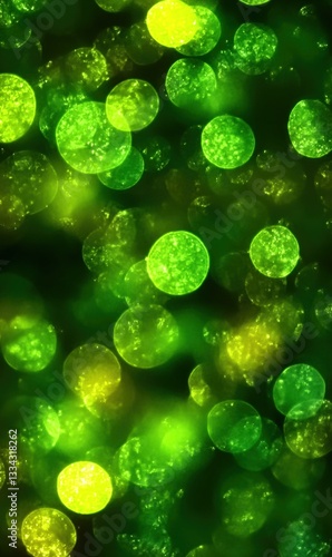 Green and yellow bokeh circles creating stunning abstract light effect