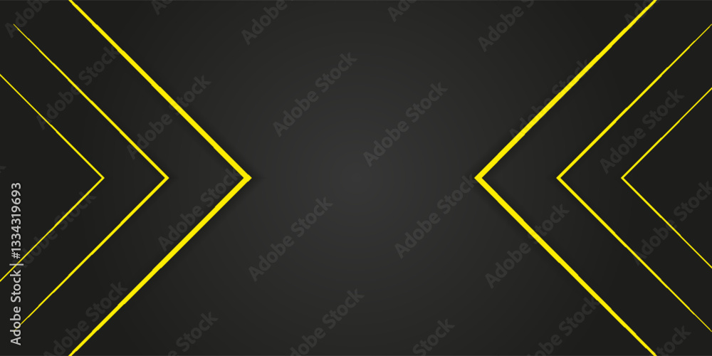 Dark Black Abstract Background with Glowing Yellow Arrow Lines for Technology, Showing Futuristic Concept with Modern Glossy Yellow Geometric Lines Design, suitable for flyer, cover, poster, website. Dark Black Abstract Background with Glowing Yellow Arrow Lines for Technology, Showing Futuristic Concept with Modern Glossy Yellow Geometric Lines Design, suitable for flyer, cover, poster, website.