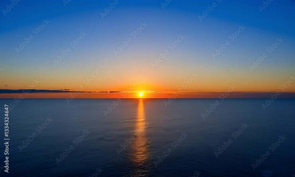 Ocean sunset, tranquil seascape, coastal horizon, golden hour light, serene background, ideal for travel brochures Ocean sunset, tranquil seascape, coastal horizon, golden hour light, serene background, ideal for travel brochures