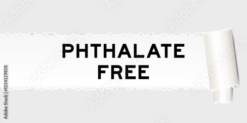 Ripped gray paper background that have word phthalate free under torn part