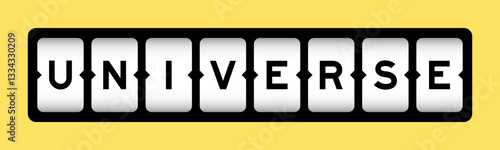 Black color in word universe on slot banner with yellow color background