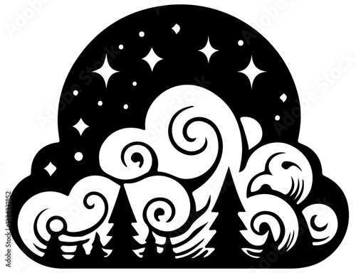 Calming Layers Cloud Silhouette Vector Design