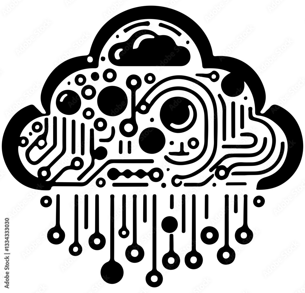 Fototapeta premium Soft Curves Cloud Silhouette Vector Design Cloud computing concept illustration