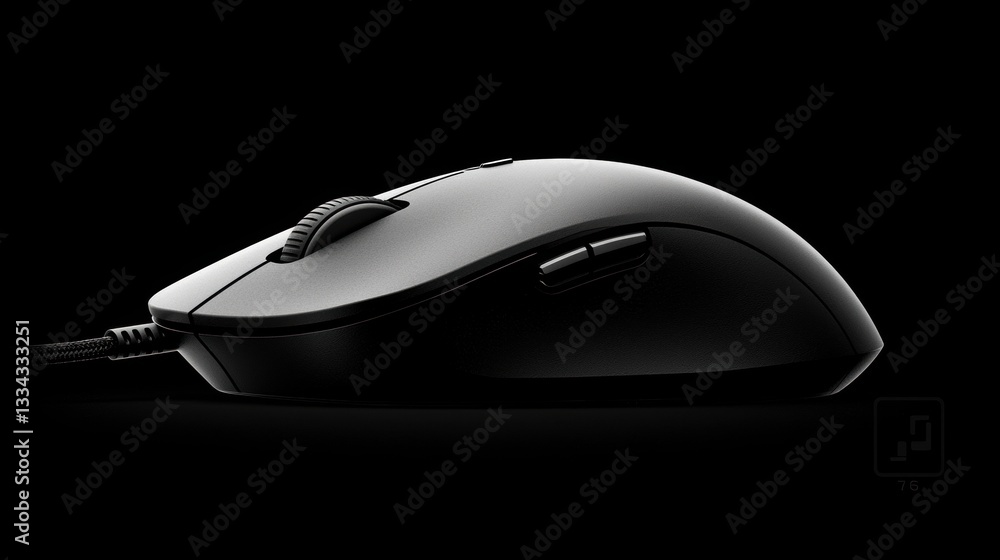 A black and white computer mouse. A black and white computer mouse.