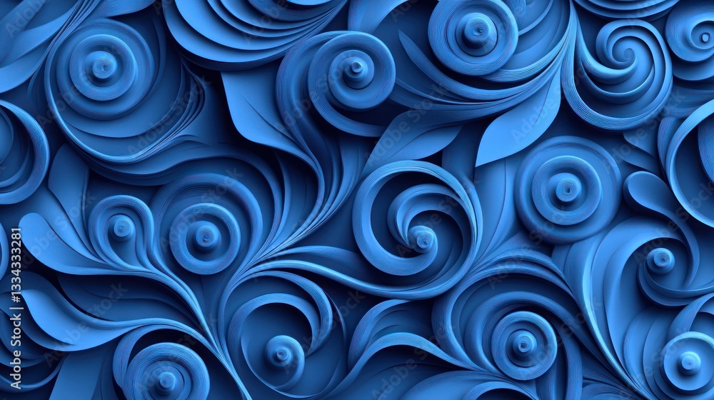 Abstract blue swirling floral 3D pattern. Abstract blue swirling floral 3D pattern.