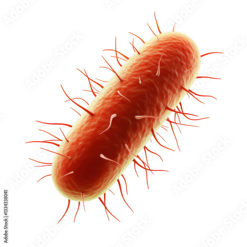 Escherichia coli bacteria are rod shaped microorganisms with tiny hair like structures. This showcases their unique features and structure, highlighting their biological significance